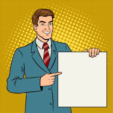 İşadamı poster pop sanat vektör tutar