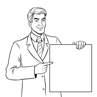 İşadamı kitap vektör boyama poster tutar