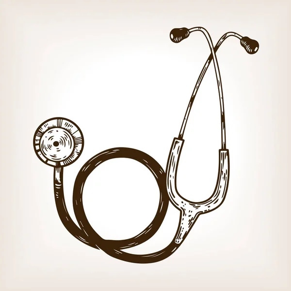 Ilustracja wektorowa Grawerowanie stetoskop — Wektor stockowy