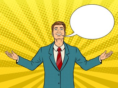 Mutlu işadamı yağmur pop sanat vektör