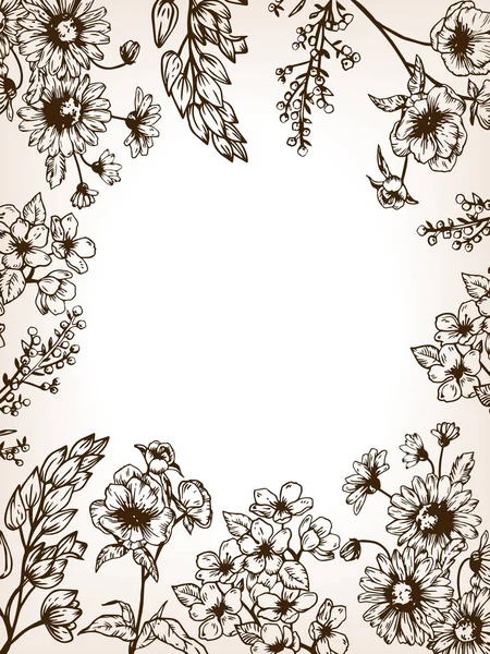 Blumen und Pflanzen Gravur Vektor Illustration — Stockvektor