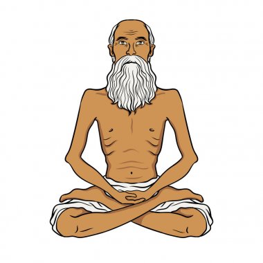 Yogi meditasyon pop art vektör çizim