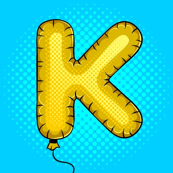Luchtballon in de vorm van de letter K popart vector — Stockvector