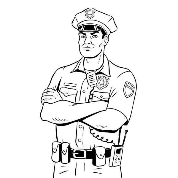 Policeman colorir livro vetor ilustração — Vetor de Stock
