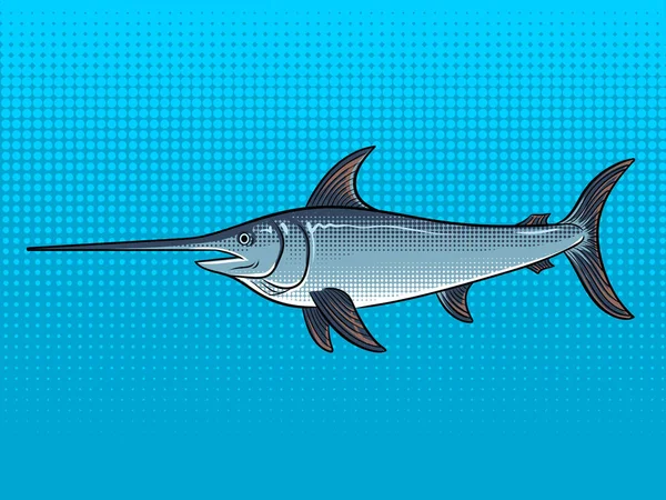 Schwertfisch Pop Art Vektor Illustration — Stockvektor
