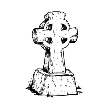 Antik mezar taşı oyma vektör çapraz