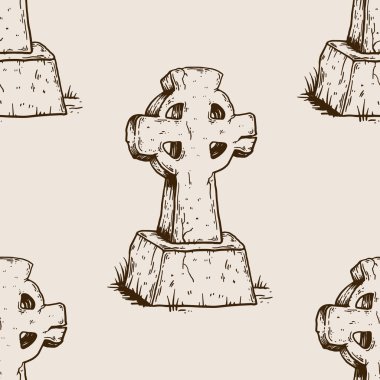 Antik mezar taşı Dikişsiz desen gravür çapraz