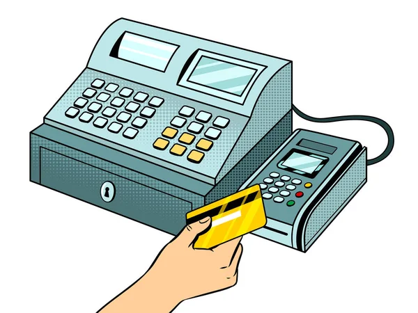 Kassa met pos terminal popart vector — Stockvector