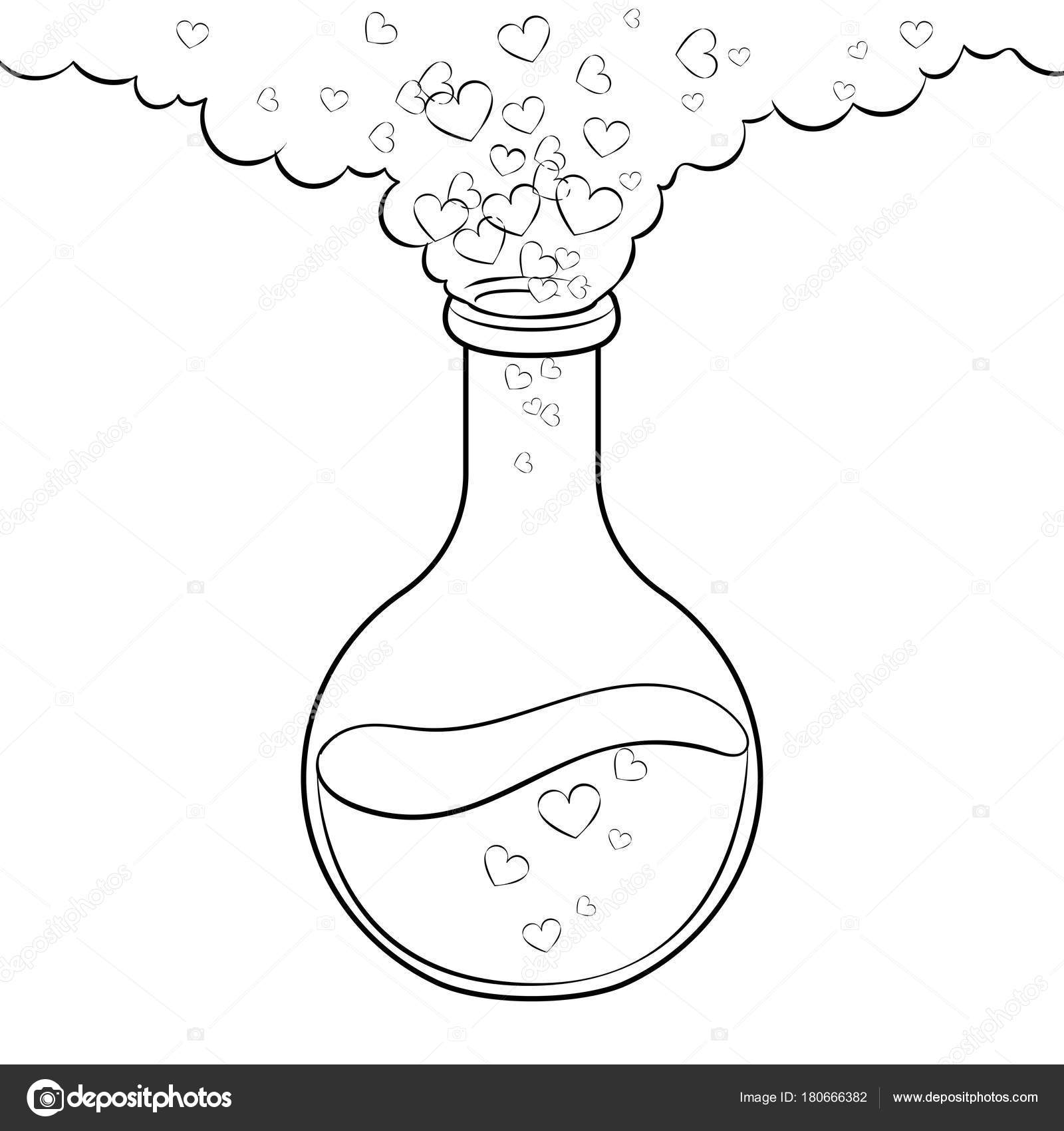 Poción de amor para colorear libro vector Vector de stock #180666382 de  ©AlexanderPokusay, image size:1600x1700