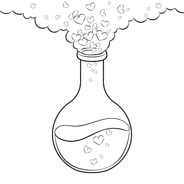 Potion d'amour coloriage livre vecteur — Image vectorielle