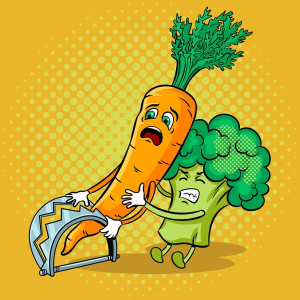 Zanahoria en trampa arte pop vector ilustración — Vector de stock