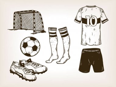Futbol futbol ekipmanları oyma vektör
