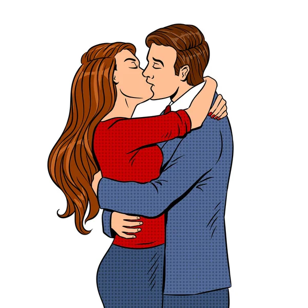 Beijando casal arte pop vetor ilustração —  Vetores de Stock