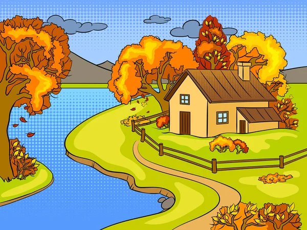 秋の風景ポップアート ベクトル イラスト — ストックベクタ