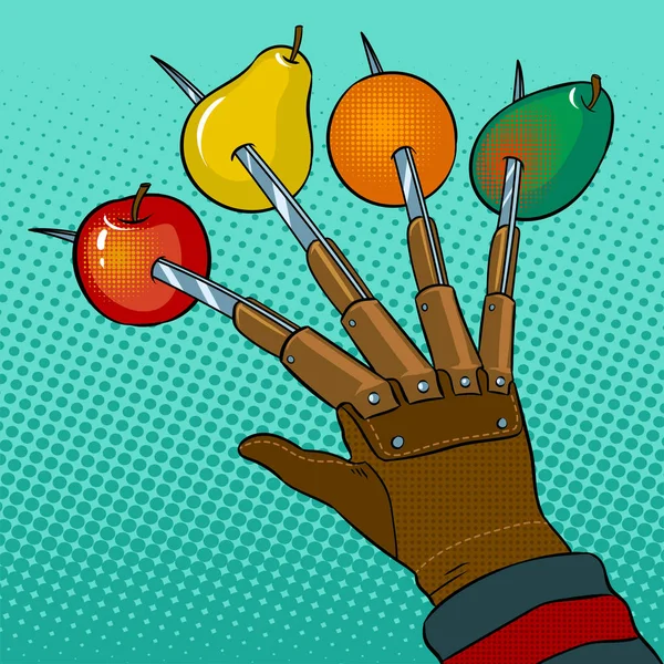 Früchte Horror Pop Art Vektor Illustration — Stockvektor