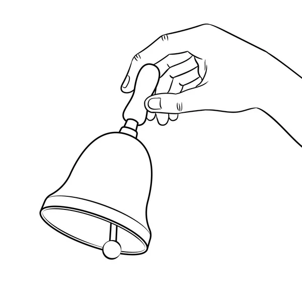 Hand ring bell coloring boek vector — Stockvector