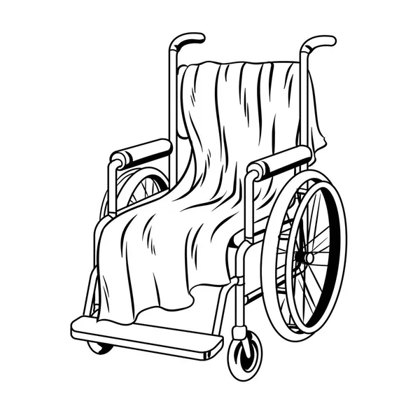 Wheelchair with plaid coloring book vector — Stock Vector