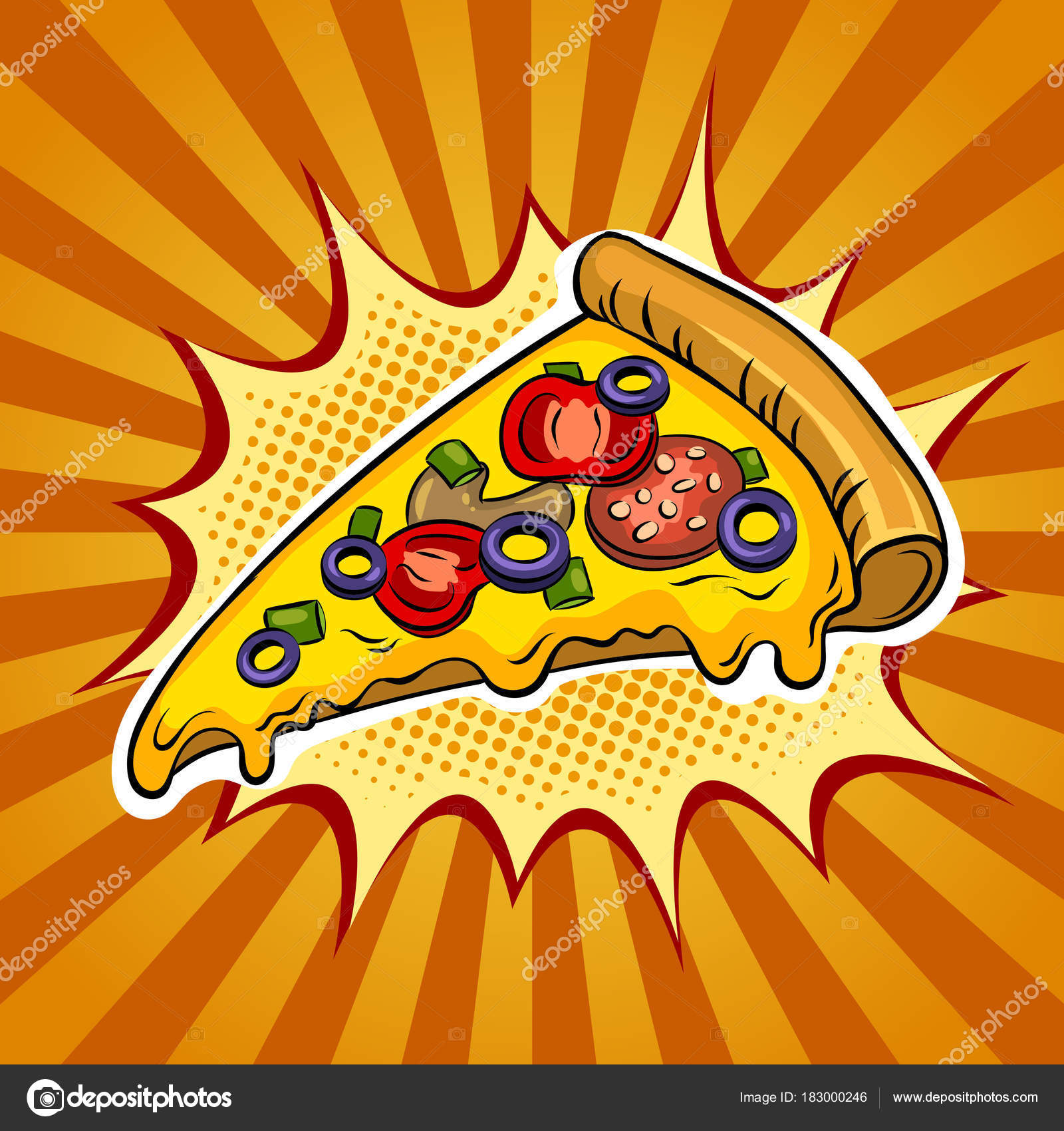 Dilim pizza pop art vektör çizim Vektörel çizim ©AlexanderPokusay