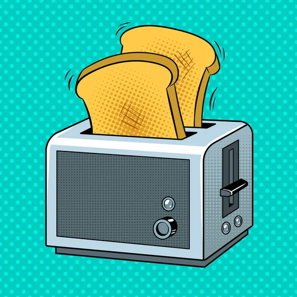 Toster z toast pop-art ilustracja wektorowa — Wektor stockowy