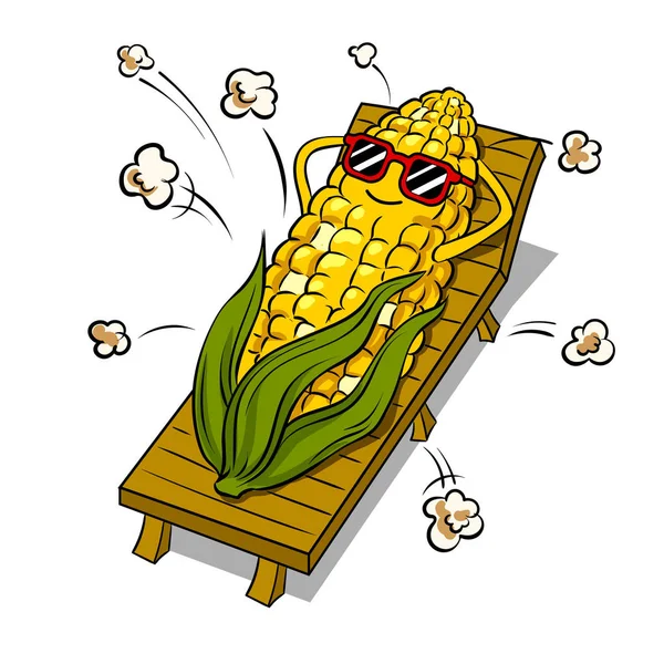 Tanes de maíz en la playa arte pop vector ilustración — Archivo Imágenes Vectoriales
