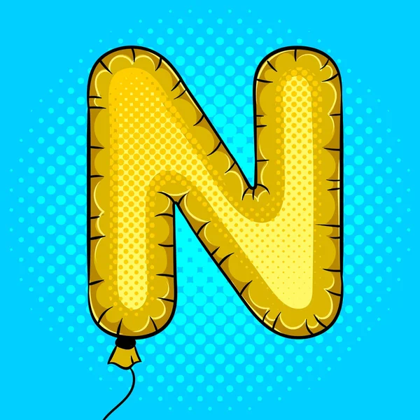 Luchtballon in de vorm van de letter N popart vector — Stockvector