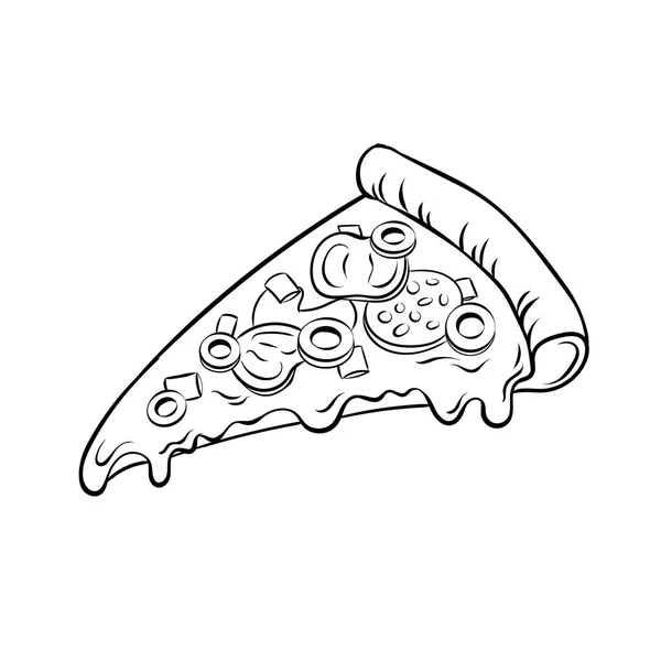 Fatia de vetor de livro de colorir pizza — Vetor de Stock