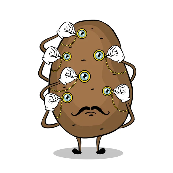 Ilustración de vectores de arte pop patata y monoculares — Vector de stock