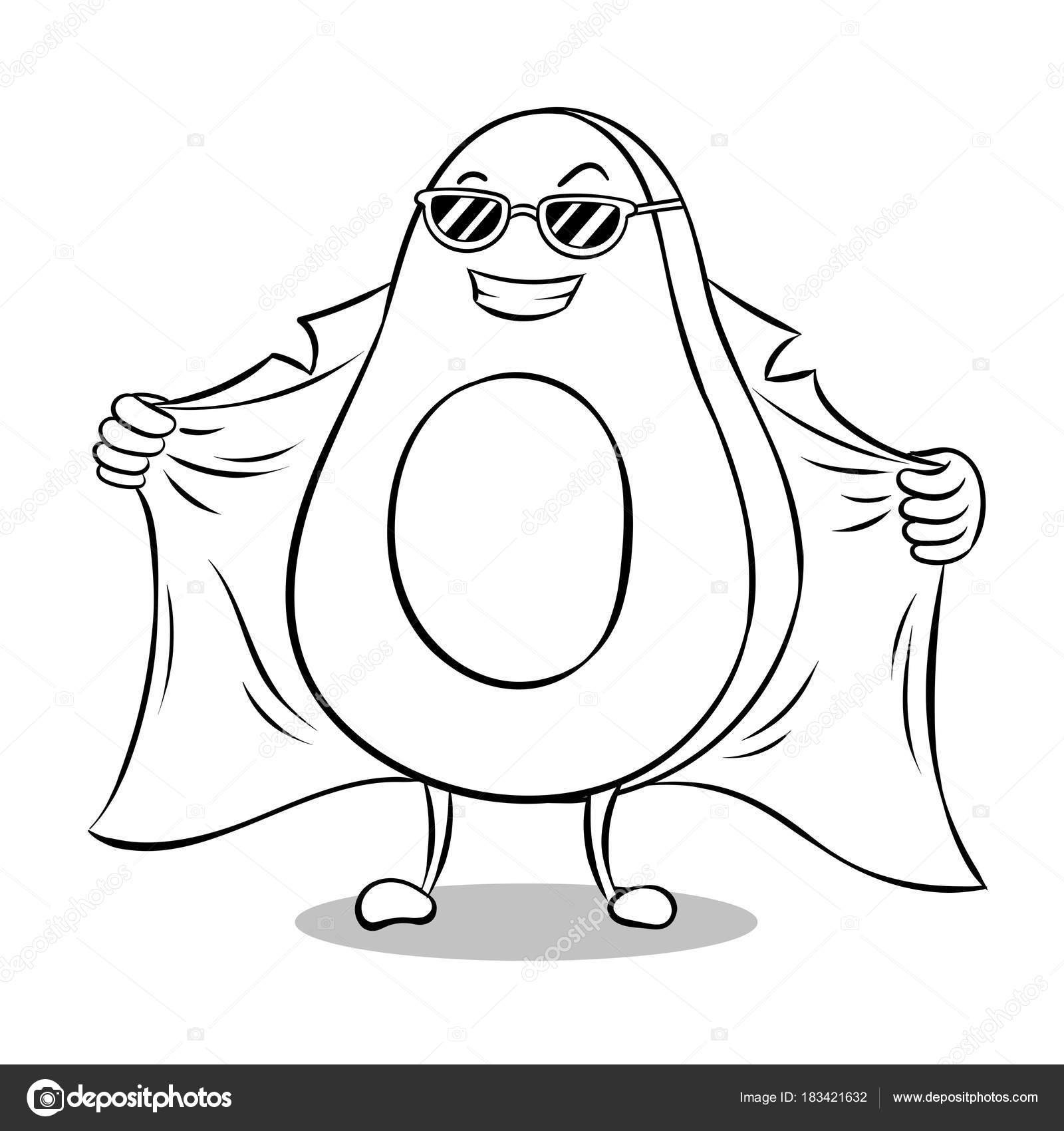 images Cute Avocado Coloring Pictures https depositphotos com 183421632 stock illustration avocado in raincoat coloring book html