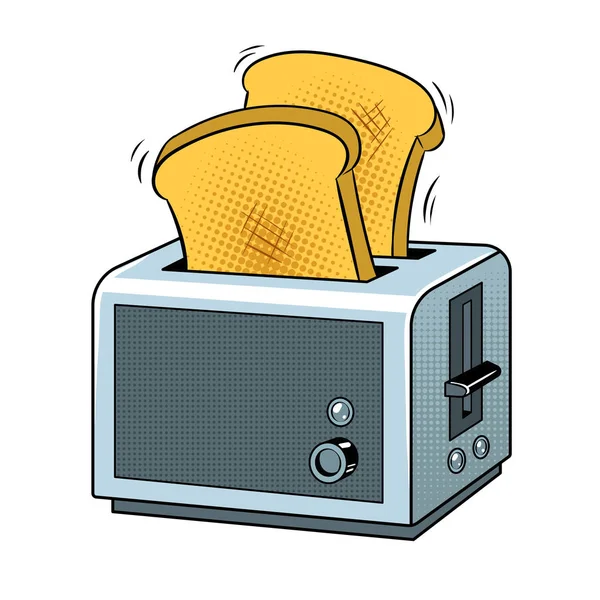 Toaster mit Toast Pop Art Vektor Illustration — Stockvektor