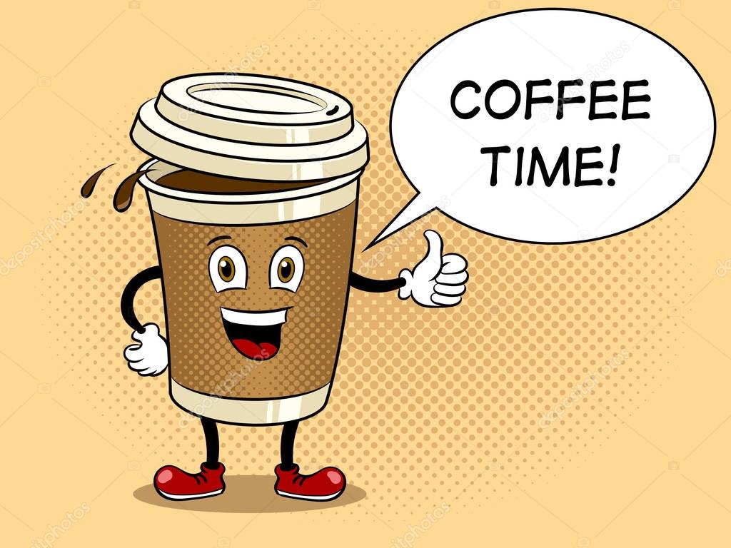 Coffee cup and thumb up pop art vector
