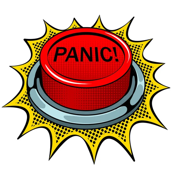 Panic botão vermelho pop arte vetor ilustração — Vetor de Stock