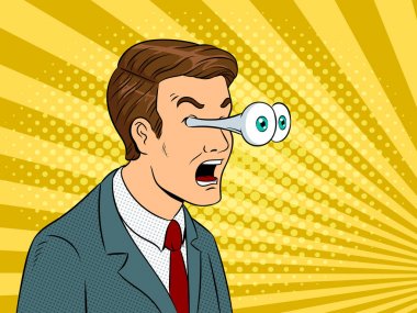 Gözleri pop sanat vektör haşhaş ile iş adamı