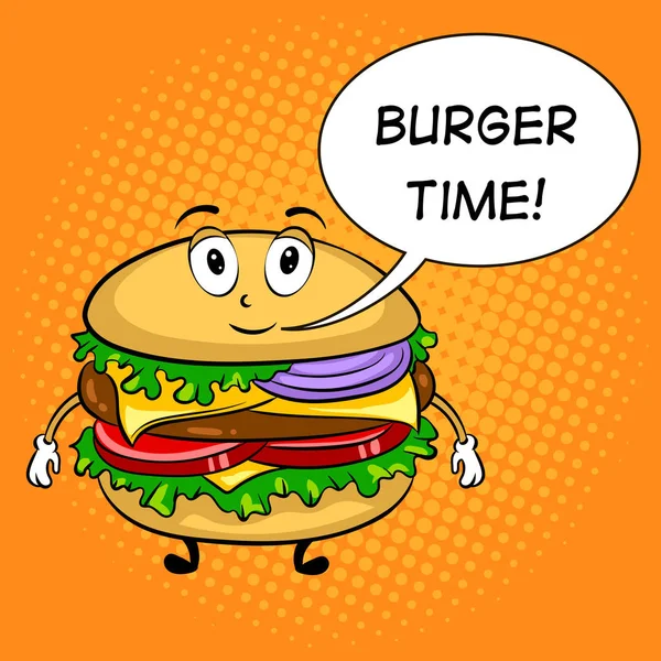 Ilustracja wektorowa sztuki pop kreskówka Burger — Wektor stockowy