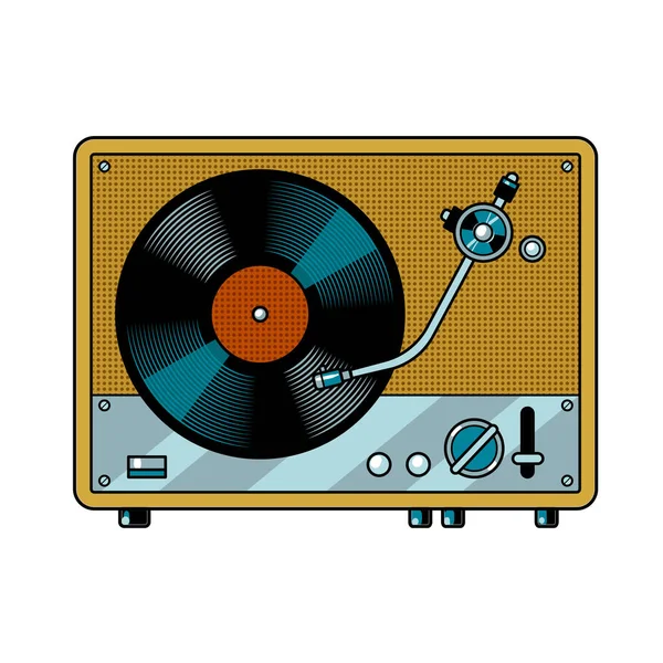 Grabar reproductor tocadiscos pop art vector — Archivo Imágenes Vectoriales