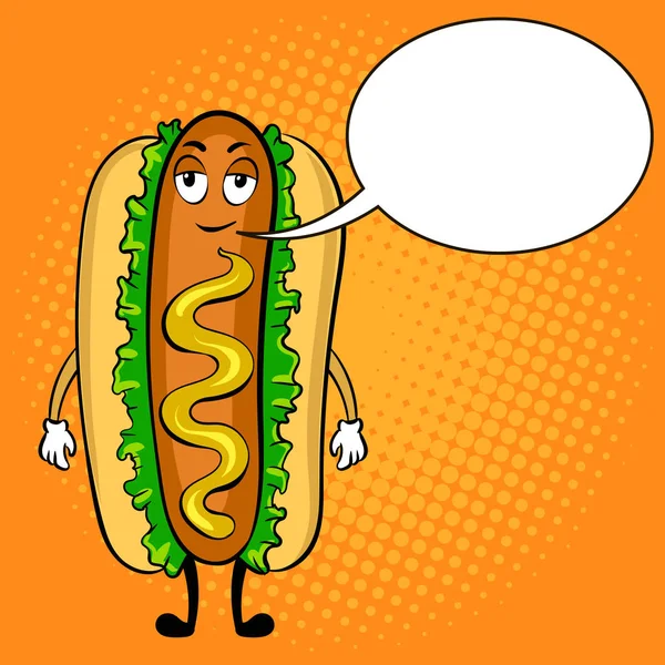 Hot dog kreslený pop art vektorové ilustrace — Stockový vektor