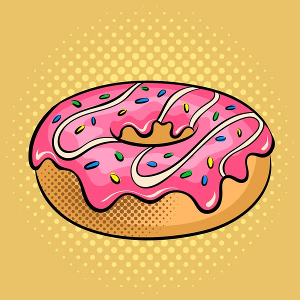 Donut pop arte vector ilustración — Vector de stock