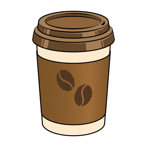 Taza de café arte pop vector ilustración — Vector de stock