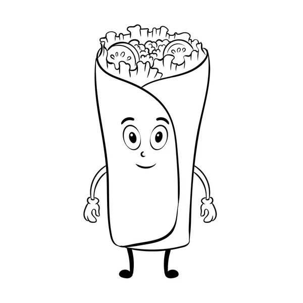 Burrito cartoon coloring bok vektor — Stock vektor