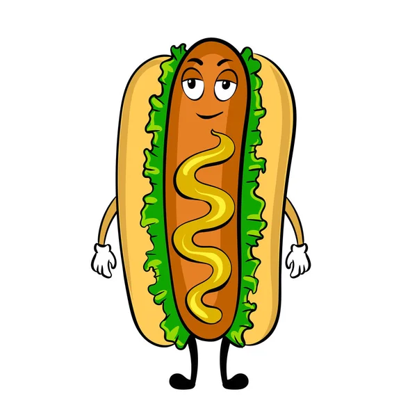 Hot dog tecknad popkonst vektorillustration — Stock vektor