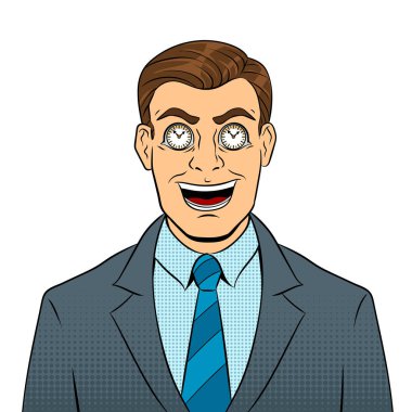 İşadamı gözleri pop sanat vektör saatli