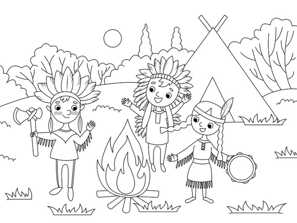 Desenhos animados crianças colorir ilustração vetorial —  Vetores de Stock