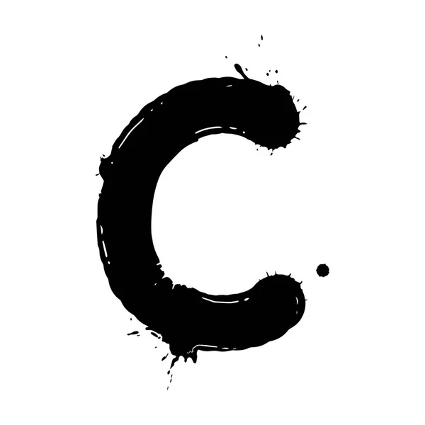 Blot letra C ilustración vectorial en blanco y negro — Vector de stock