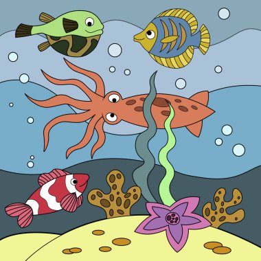 Çizgi film çocuk vektör çizim boyama