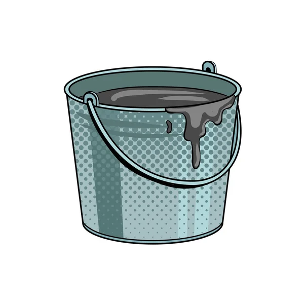 Seau avec mortier de ciment vecteur pop art — Image vectorielle