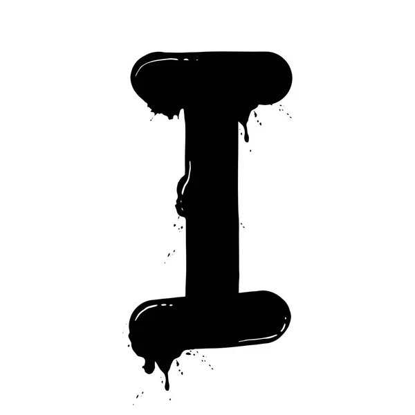 Blot lettre I illustration vectorielle noir et blanc — Image vectorielle
