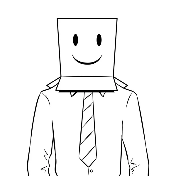 Hombre con caja feliz emoji en la cabeza para colorear vector — Vector de stock