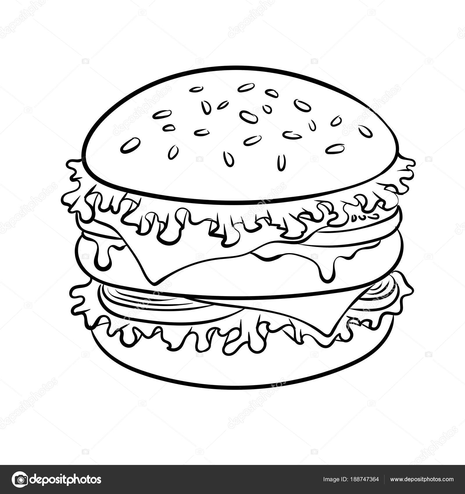 Hamburguesa sándwich libro para colorear vector vector, gráfico