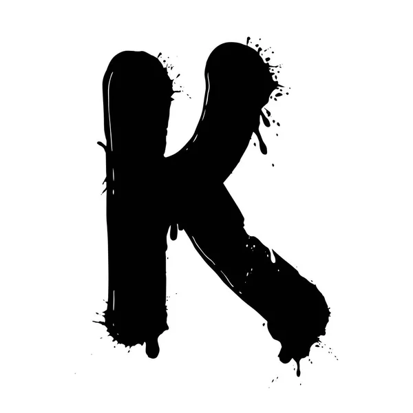 Blot letra K ilustración vectorial en blanco y negro — Vector de stock