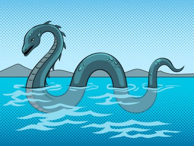 Nessie canavar pop art vektör çizim