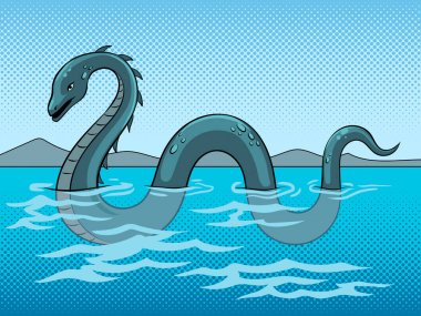 Nessie monster pop art vector illustration clipart